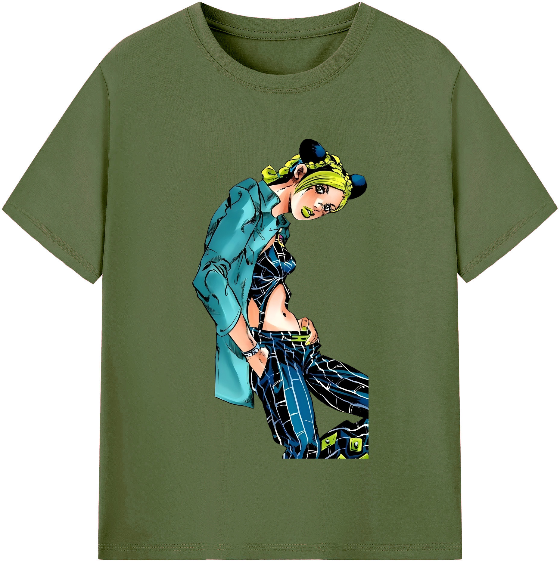 （画像用） "ジョジョの奇妙な冒険 くうじょう ジョリーン JoJo's Bizarre Adventure Jolyne Cujoh " 綿100％半袖Tシャツ（フロントプリント）